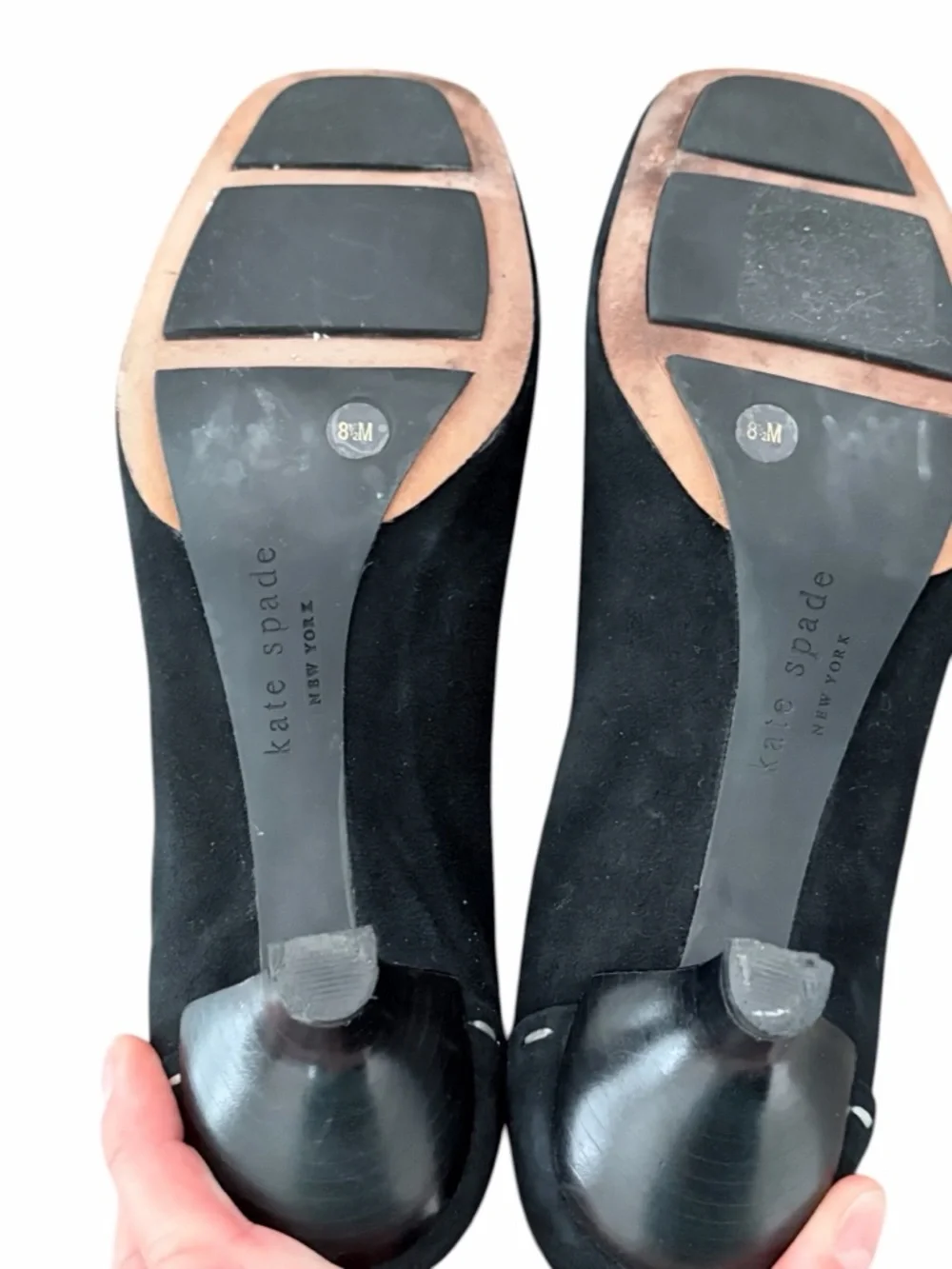Kate Spade Laney Kitten Heel Pumps Black‎ Suede Bow Toe Size 8.5